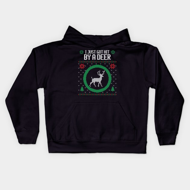 I just got hit by a deer ugly Christmas sweater Kids Hoodie by Stars Hollow Mercantile